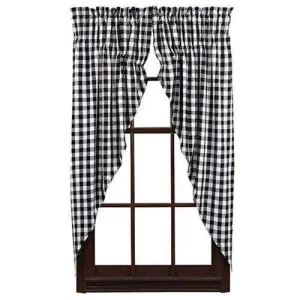 *2/Set, Buffalo Black Check Prairie Curtains
