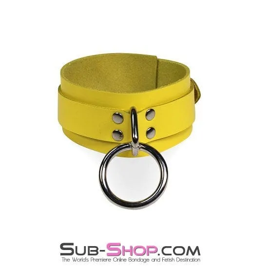 4775A      Playtime Bright Yellow Leather Bondage Collar