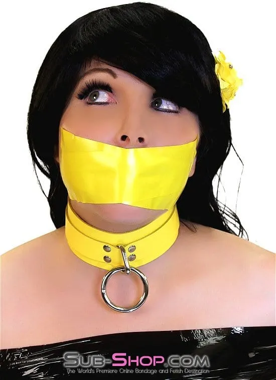 4775A      Playtime Bright Yellow Leather Bondage Collar