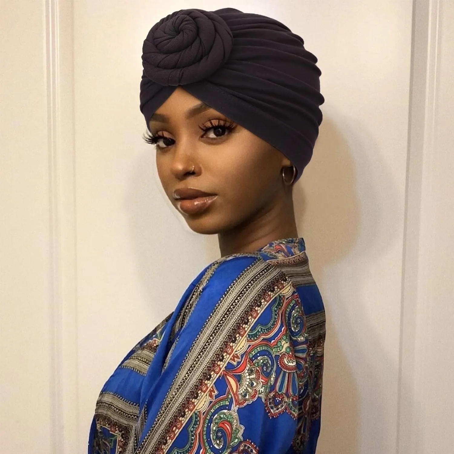 African Women Turban Caps Pre-Tied Twisted Turbans Head Scarf for Women Hair Wraps Cover Beanie Cancer Chemo Headwear