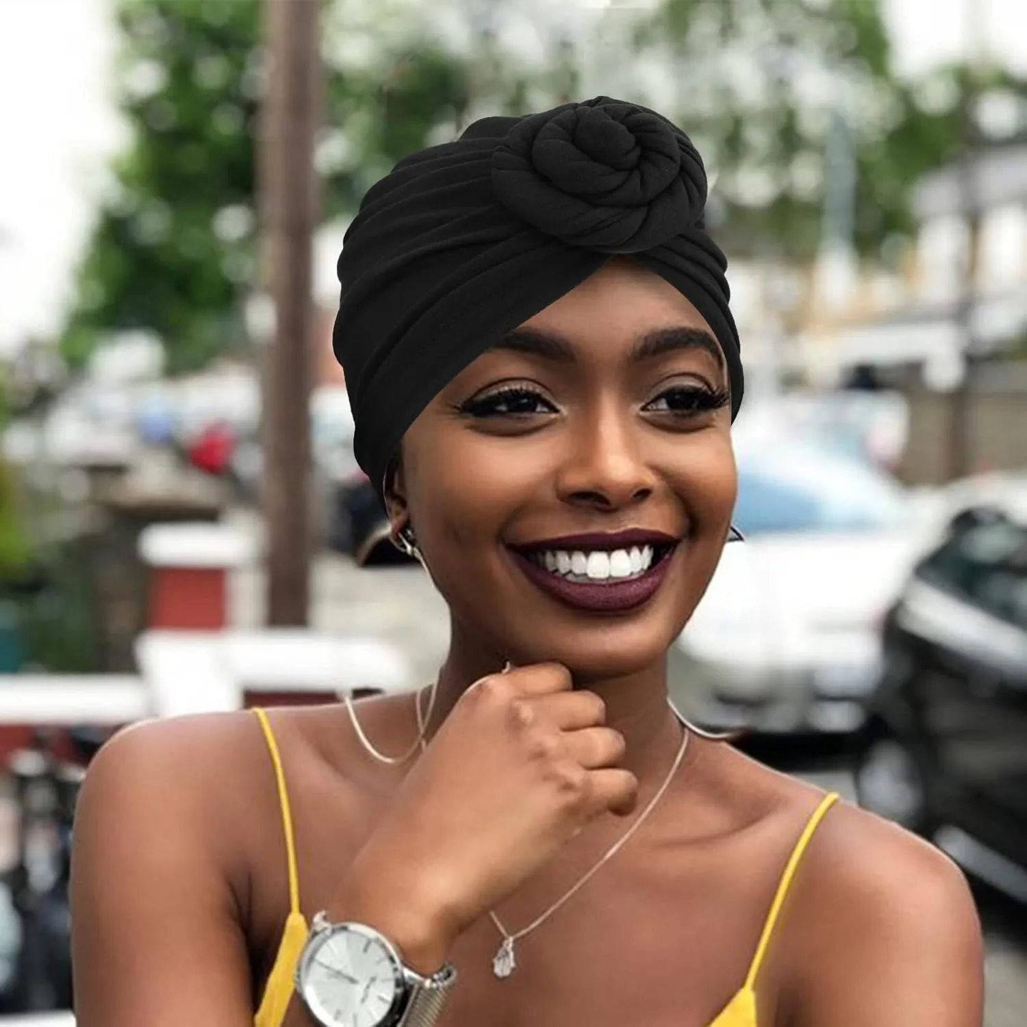 African Women Turban Caps Pre-Tied Twisted Turbans Head Scarf for Women Hair Wraps Cover Beanie Cancer Chemo Headwear
