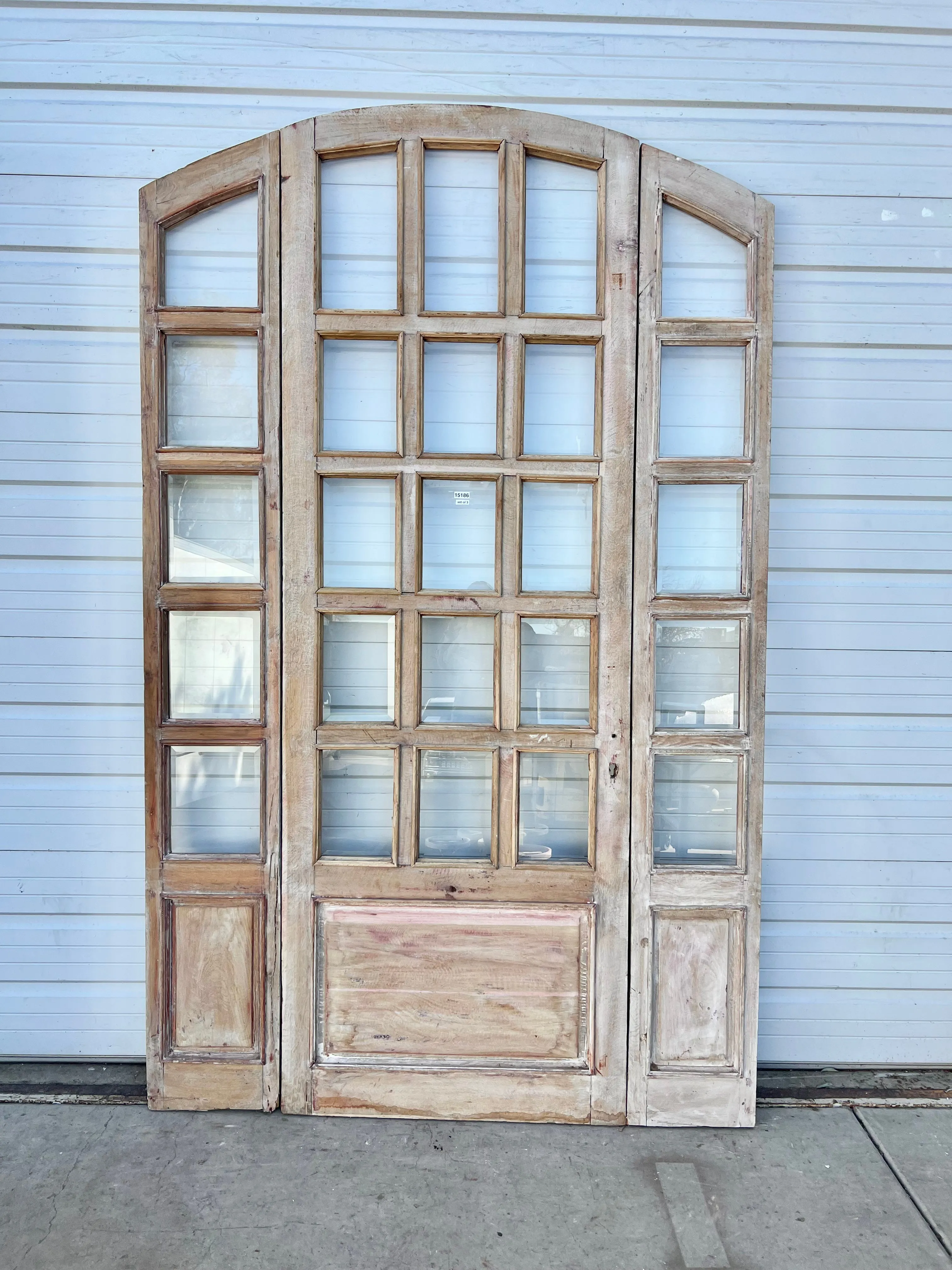 Arched Washed Antique Oak Set of 3 Doors