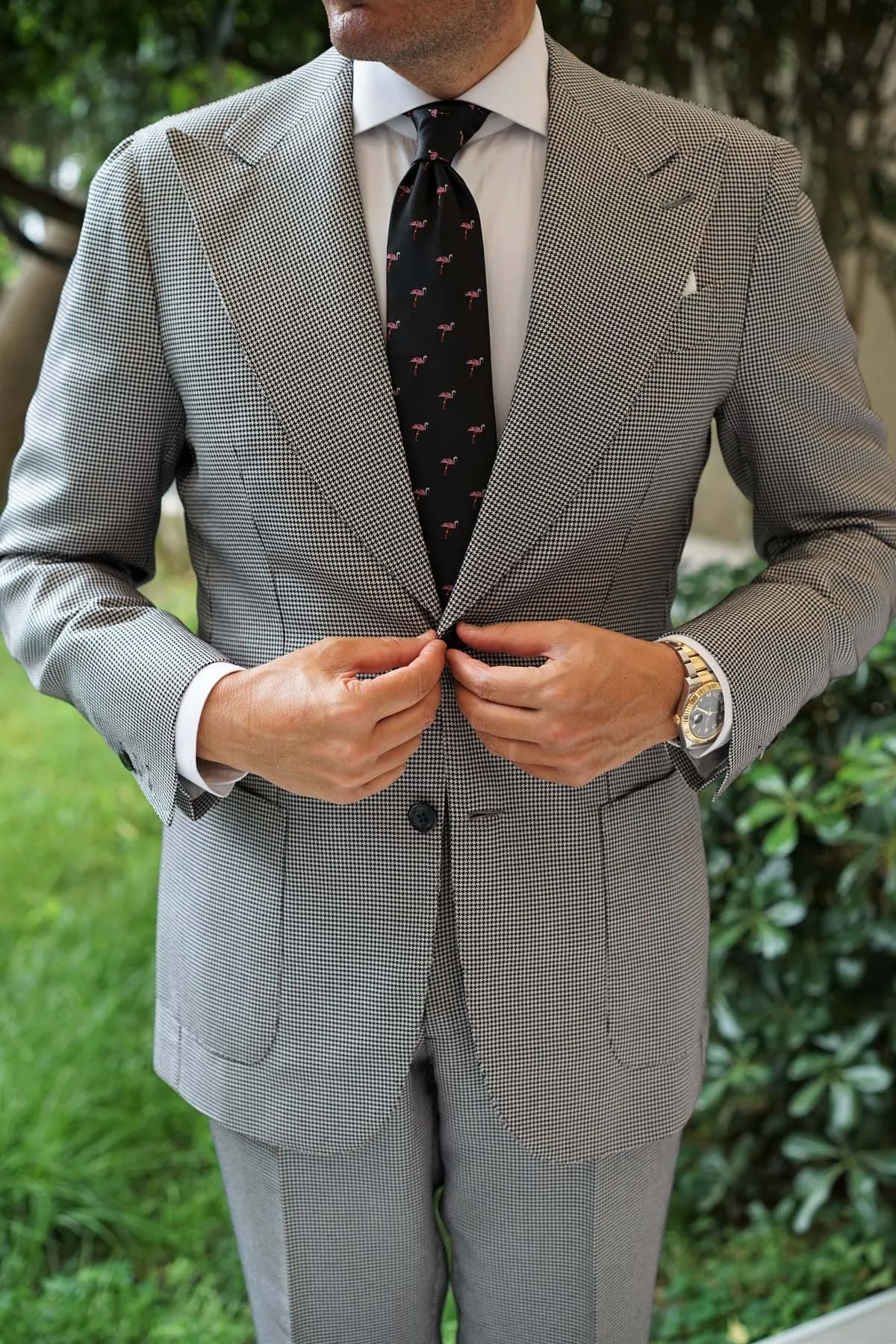 Aruba Island Black Flamingo Necktie