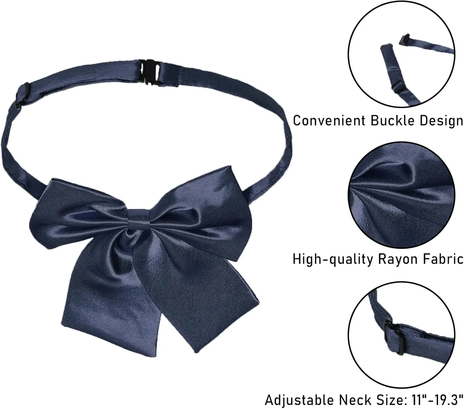 AWAYTR Ladies Adjustable Pre tied Bowtie - Solid Color Bow Ties for Women
