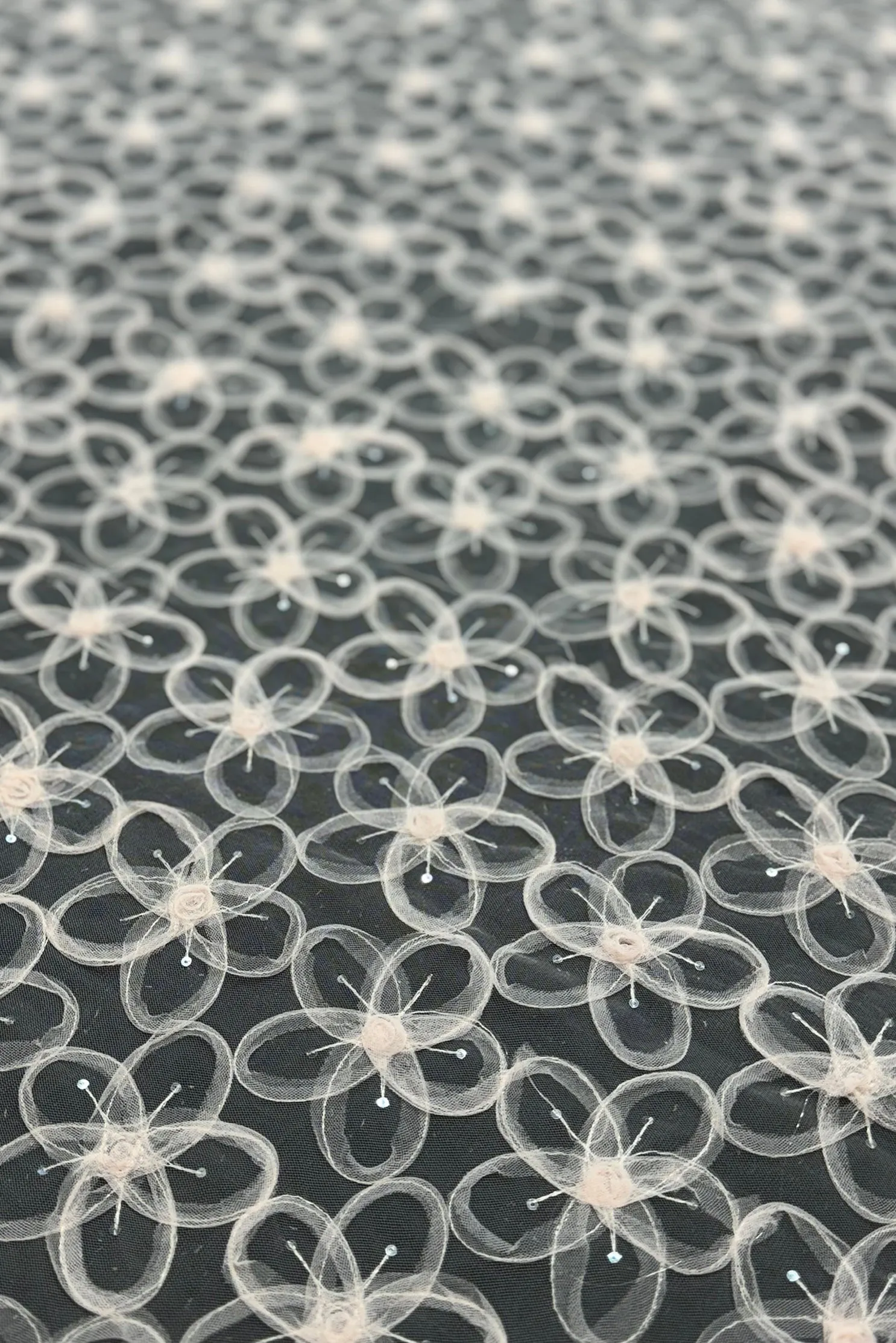 Baby Pink Tulle Embroidery