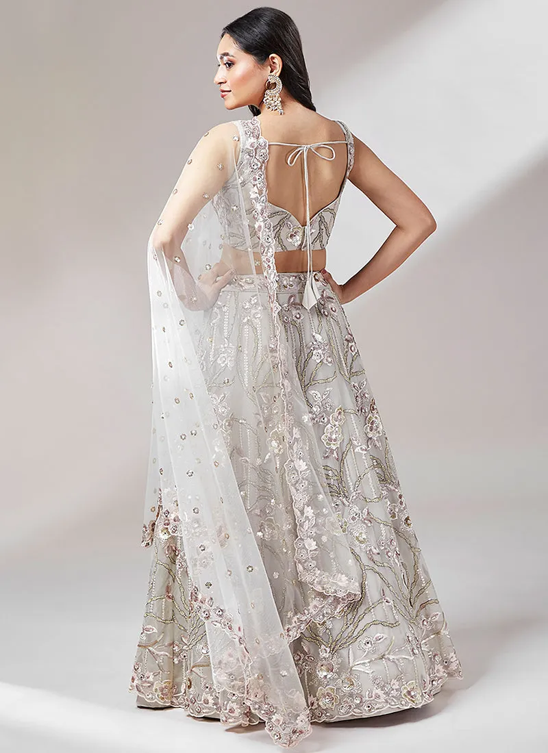 Beige Multi Embroidery Wedding Lehenga Choli
