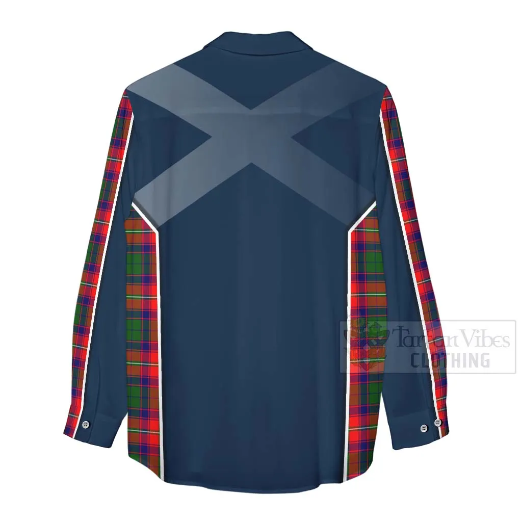Belshes (Belsches) Tartan Women's Casual Shirt with Family Crest and Scottish Thistle Vibes Sport Style