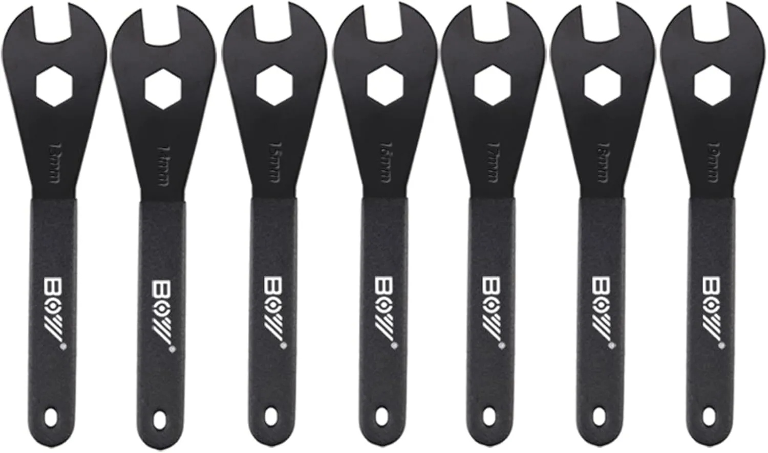 Bike Cone Wrench Set Tool (13, 14, 15, 16, 17, 18, 19mm) Bicycle Wheel Hub Axle Nut Install Remover Cycling Spanner