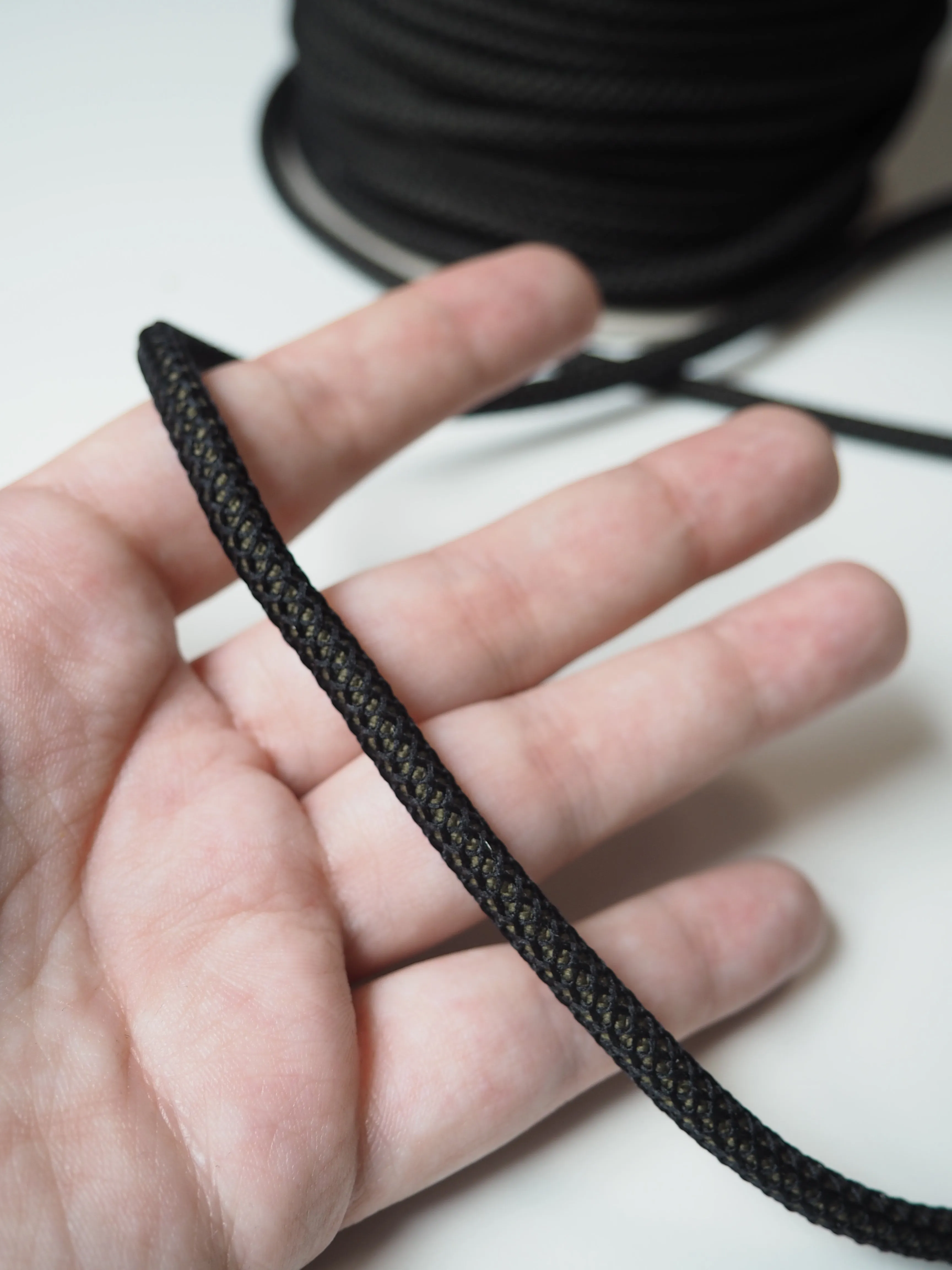 Black   Moss Net Braided Cord 6mm