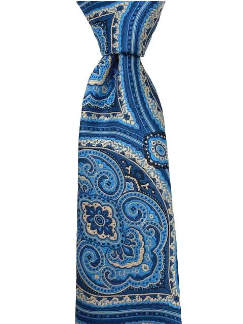 Blue and Taupe Floral Silk XXL Tie