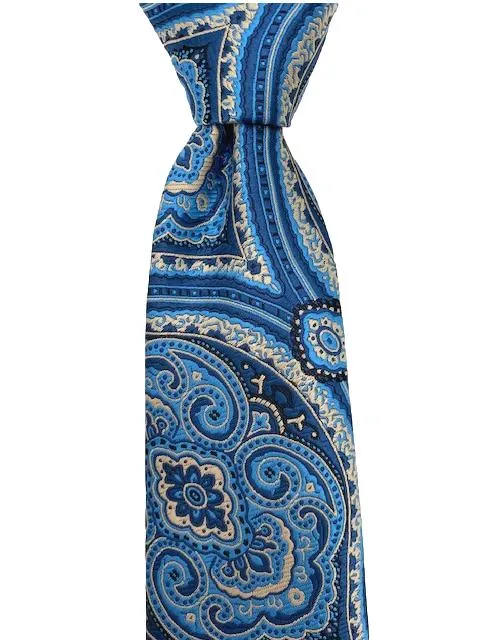 Blue and Taupe Floral Silk XXL Tie
