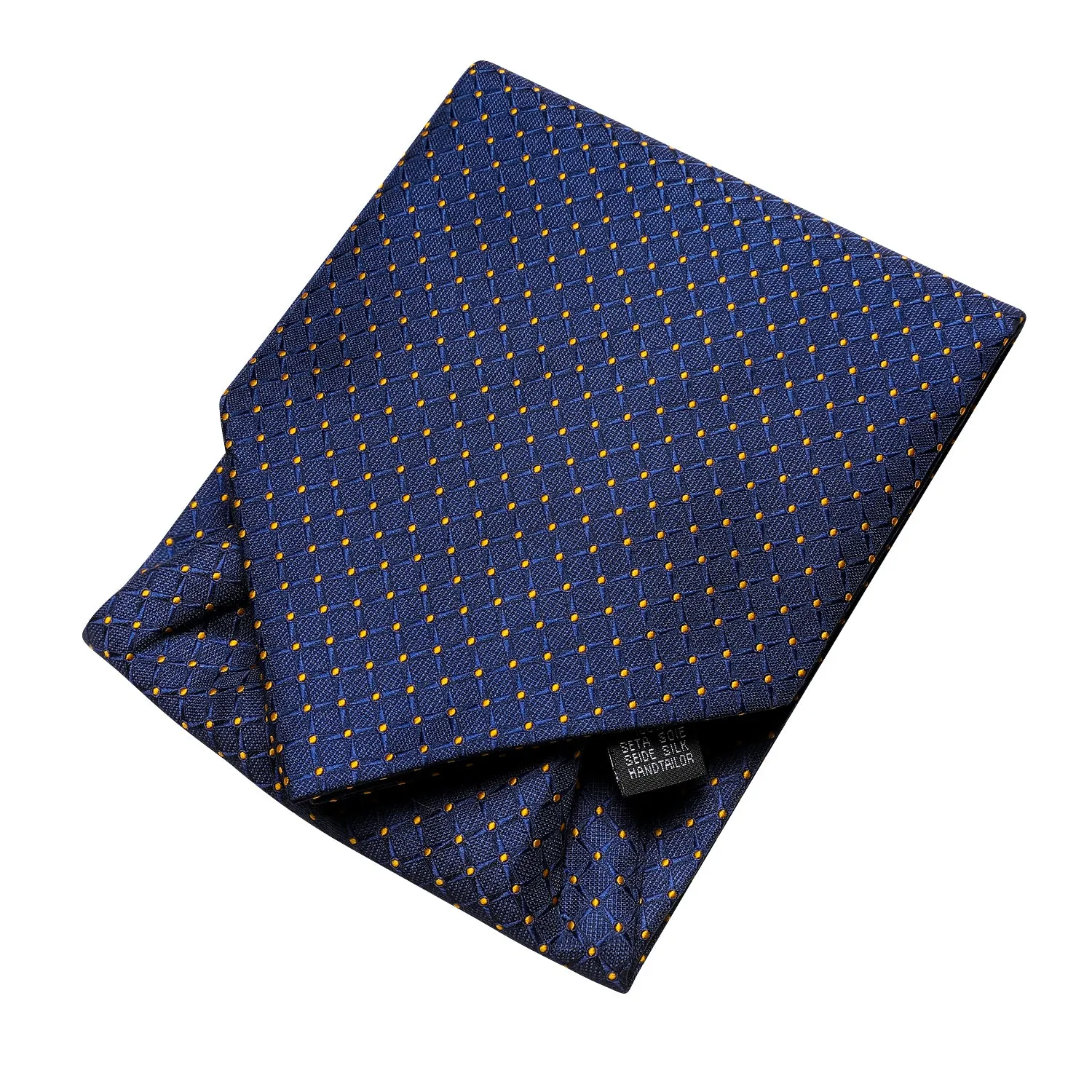Blue Yellow Dot Ascot Pocket Square Cufflinks Set
