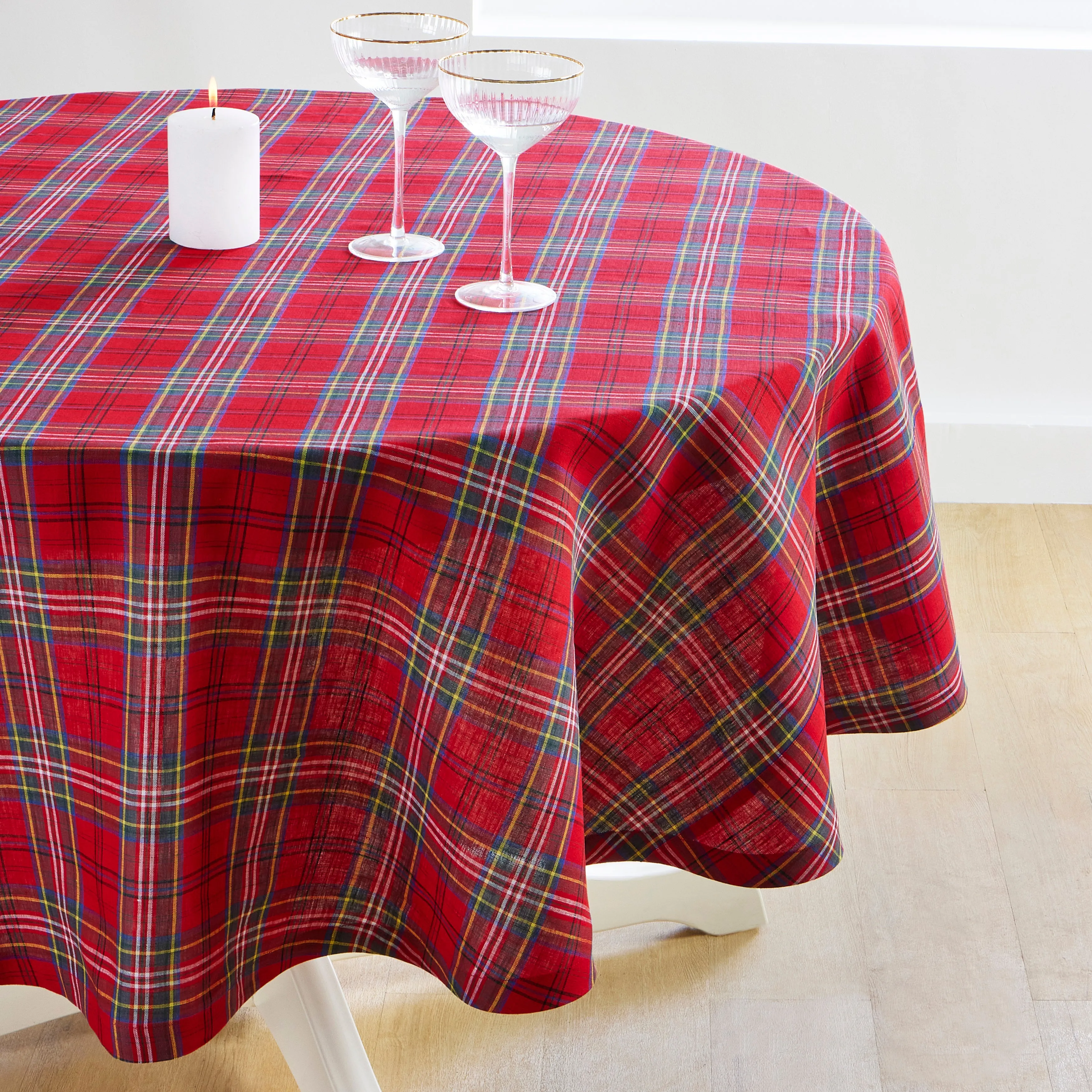 Classic Tartan Plaid Round Tablecloth