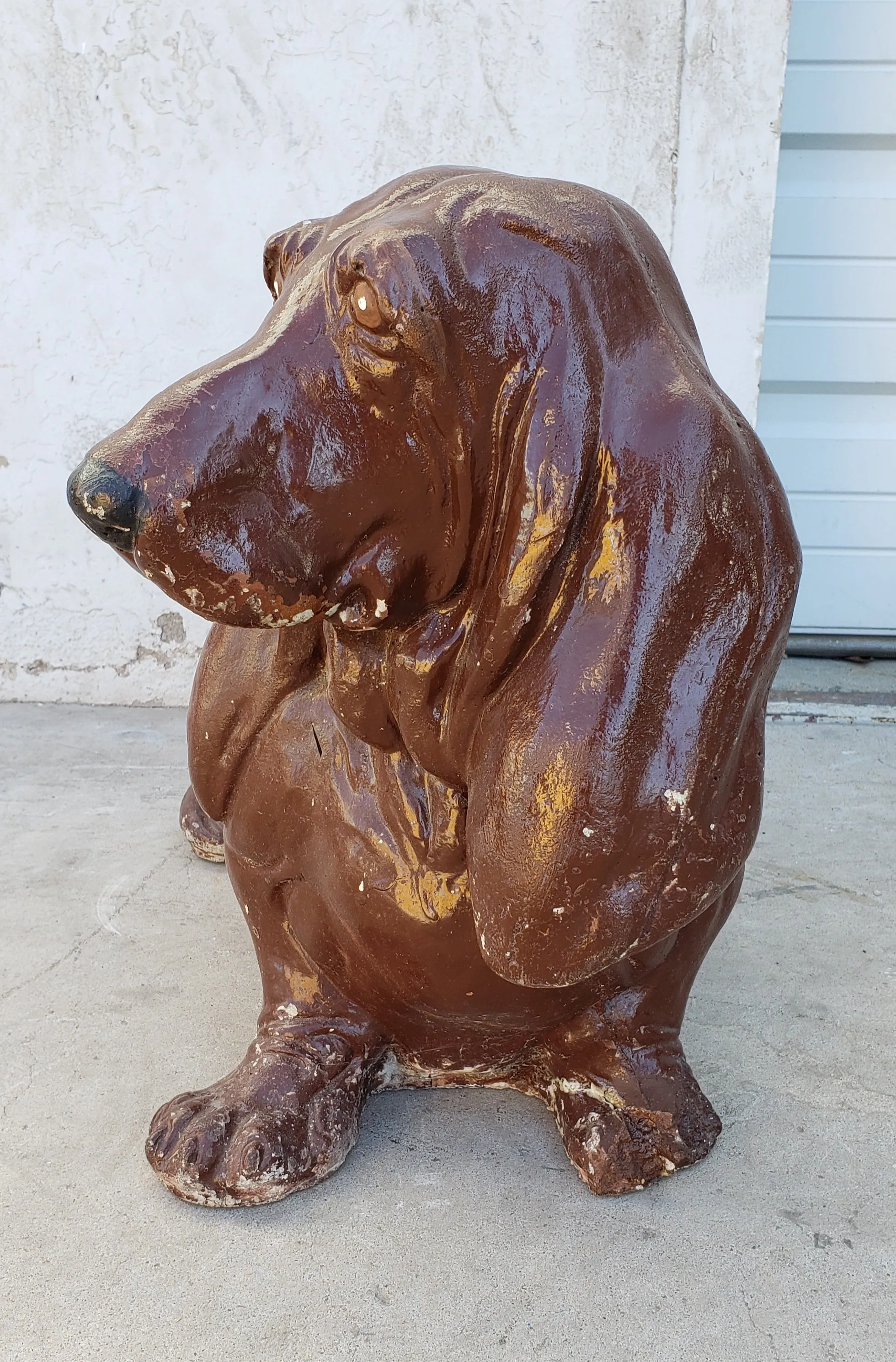 Concrete Basset Hound Dog Statue