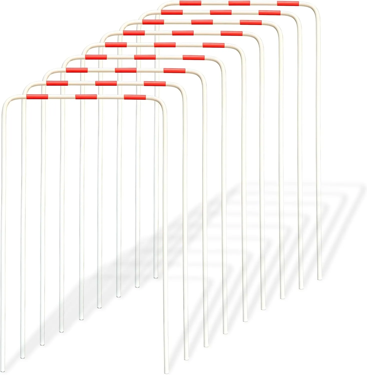 Croquet Wickets Replacement, Set of 9, Heavy Duty Thick Steel Wire with White Plastic Coating, 11 x 6.7, for Families Backyard Lawn Outdoor Game