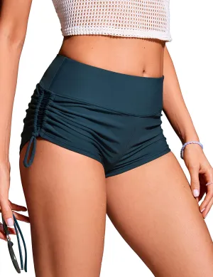 CRZ YOGA Womens Swim Board Shorts High Waisted Bathing Suit Bottoms Adjustable Ruched Side Swimsuit