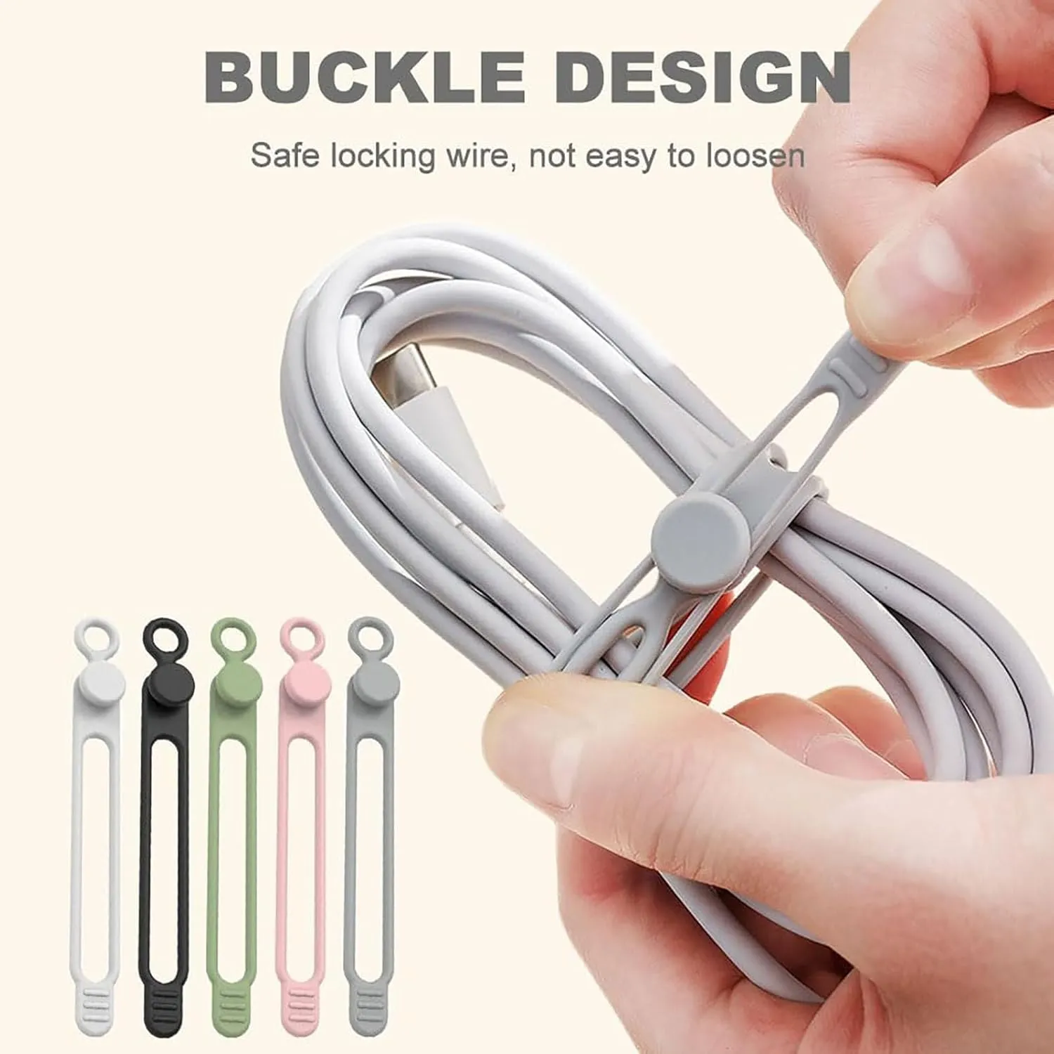 Data Cable Organizer, 2024 Upgrade Silicone Headphone Organizer, Silicone Cable Ties Reusable Cable Management Organizer Multipurpose Elastic Cord Organizer for Bundling and Fastening Cable (20Pcs)
