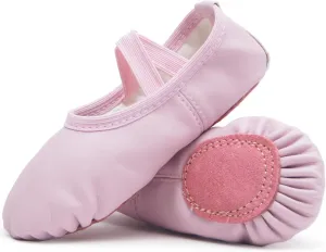 DIPUG Ballet Shoes for Girls Toddler Dance Slipper PU Leather Kids Ballerina Shoe