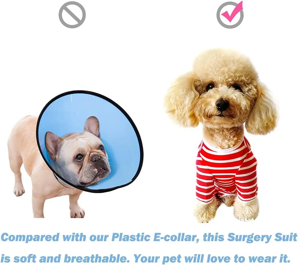 Dogs Recovery Suit Post Surgery Shirt for Puppy, Full Coverage Dog's Bodysuit Wound Protective Surgical Clothes for Small and Medium Pets (Yellow Black Stripe-XXS)