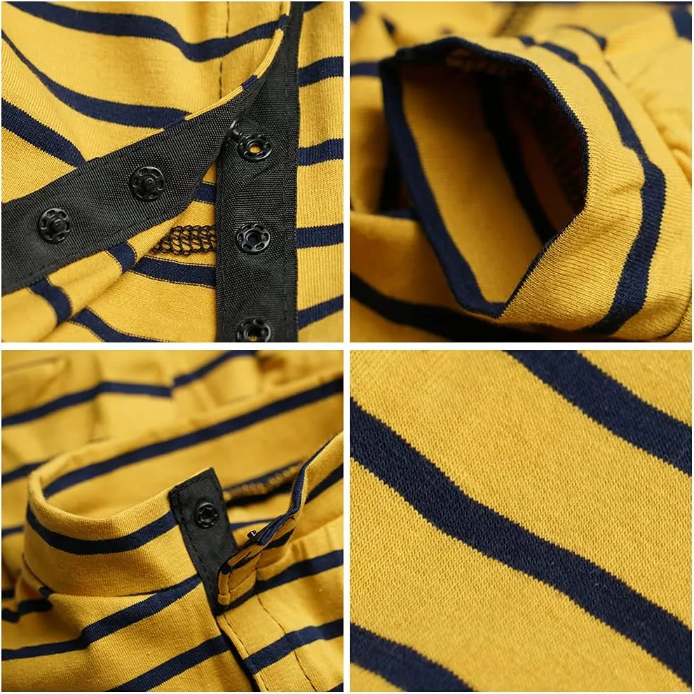 Dogs Recovery Suit Post Surgery Shirt for Puppy, Full Coverage Dog's Bodysuit Wound Protective Surgical Clothes for Small and Medium Pets (Yellow Black Stripe-XXS)