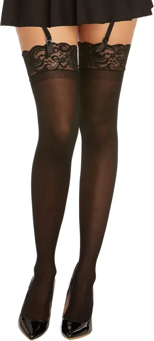 Dreamgirl Womens Sheer Thigh High Pantyhose Hosiery Nylons Stockings with Comfort Lace Top Anti-Slip Silicone Elastic Band