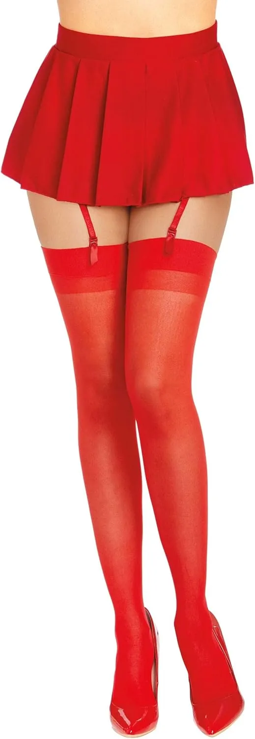 Dreamgirl Womens Sheer Thigh High Pantyhose Hosiery Nylons Stockings with Comfort Lace Top Anti-Slip Silicone Elastic Band