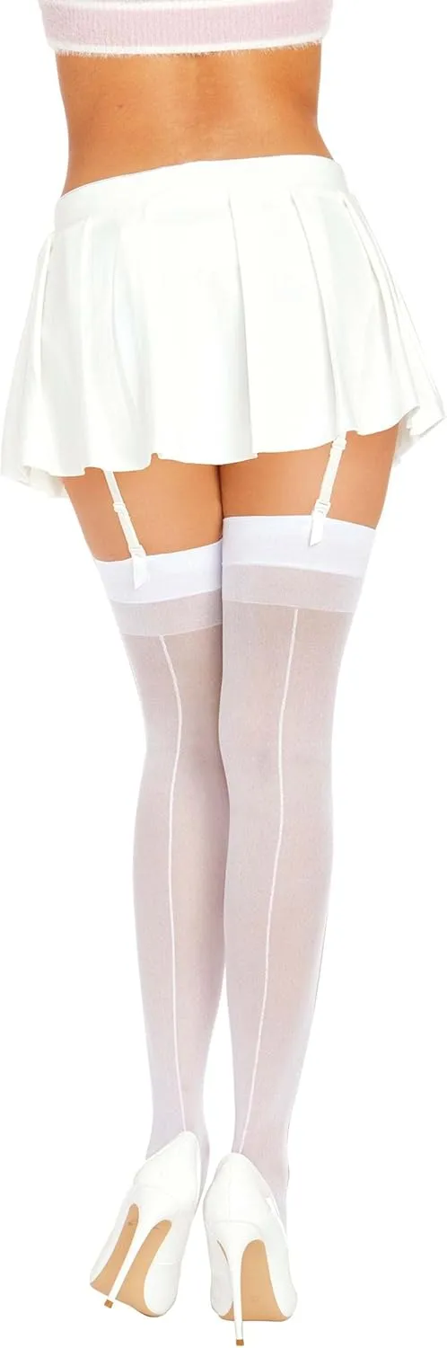 Dreamgirl Womens Sheer Thigh High Pantyhose Hosiery Nylons Stockings with Comfort Lace Top Anti-Slip Silicone Elastic Band