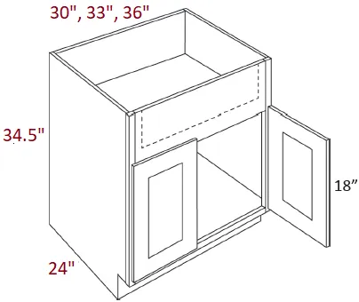 EB02-SB30-FS Elegant Smokey Gray Assembled 30" Farm Sink Base Cabinet