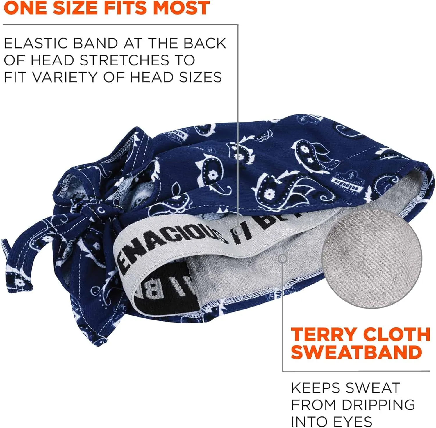 Ergodyne Chill Its 6615 High-Performance Bandana Do Rag - Terry Cloth Sweatband