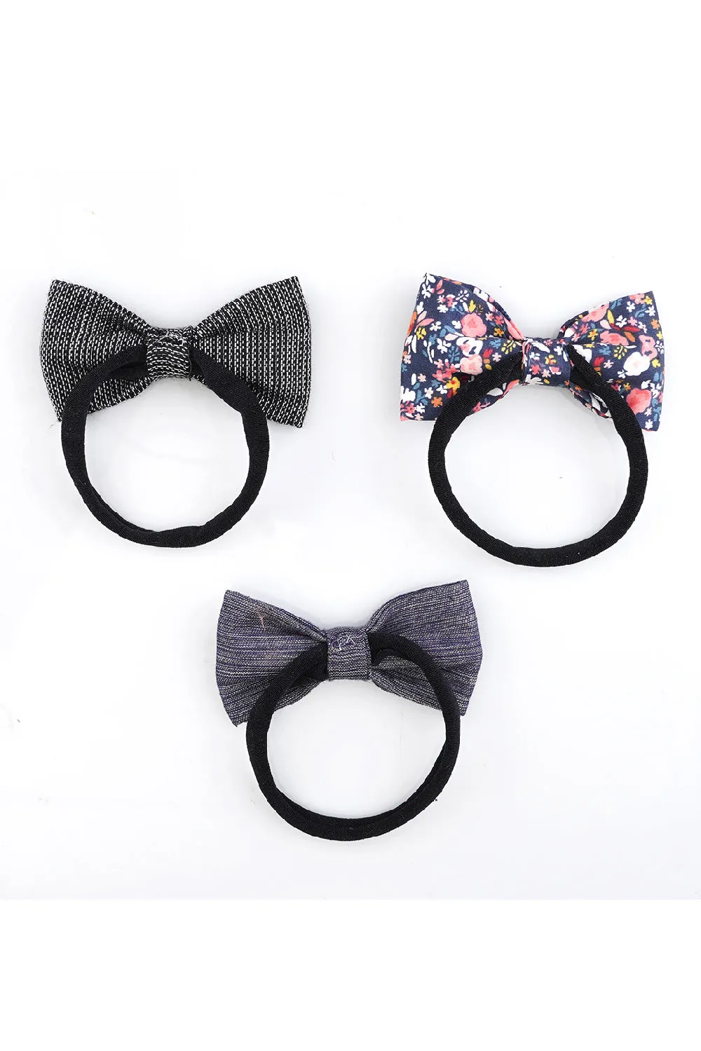 Floral Charm Pure Cotton Bow Baby Headband - Set Of 3
