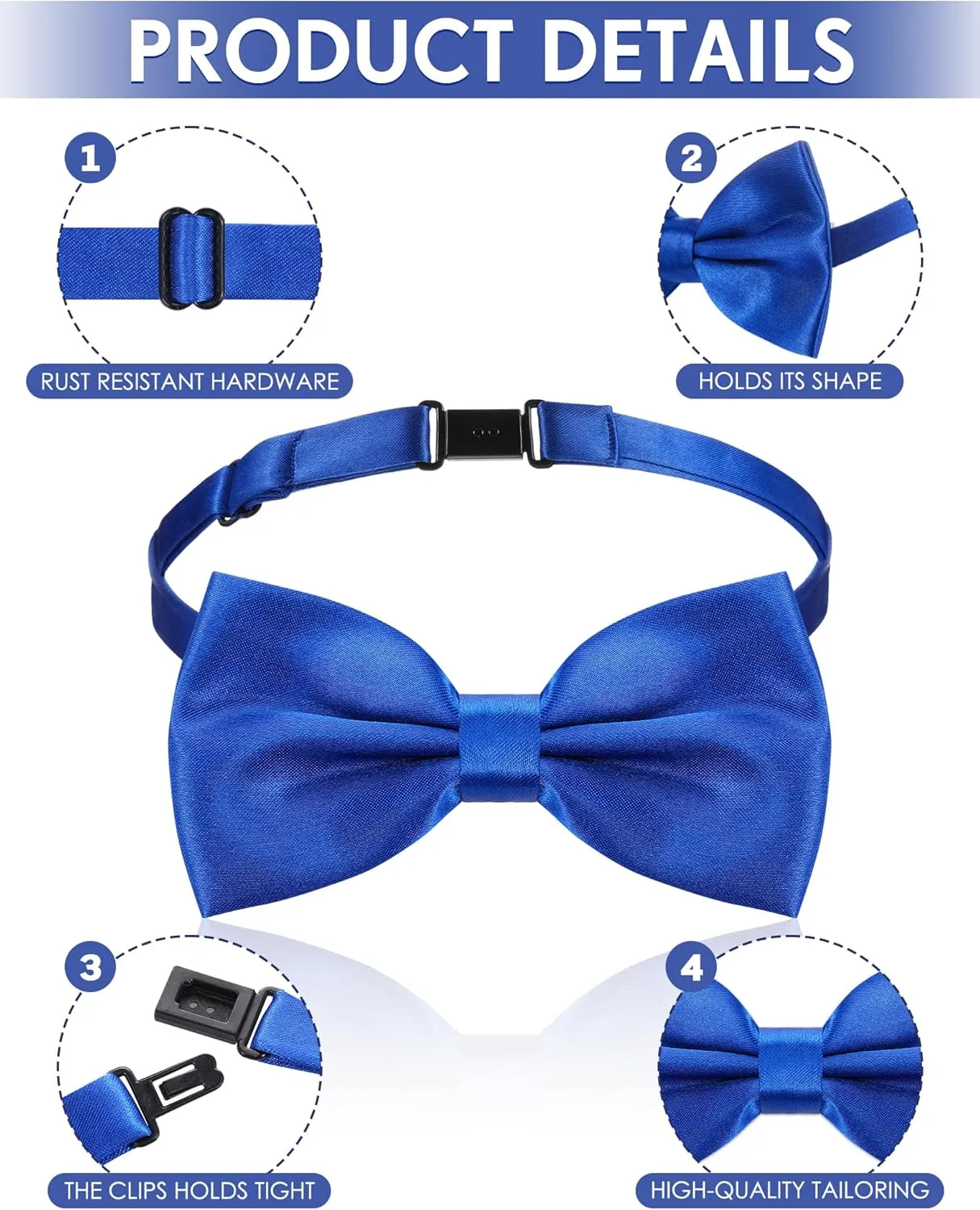 Geyoga 24 Pieces Men's Bow Ties Formal Satin Solid with Adjustable Neck Band Bow Ties for Men