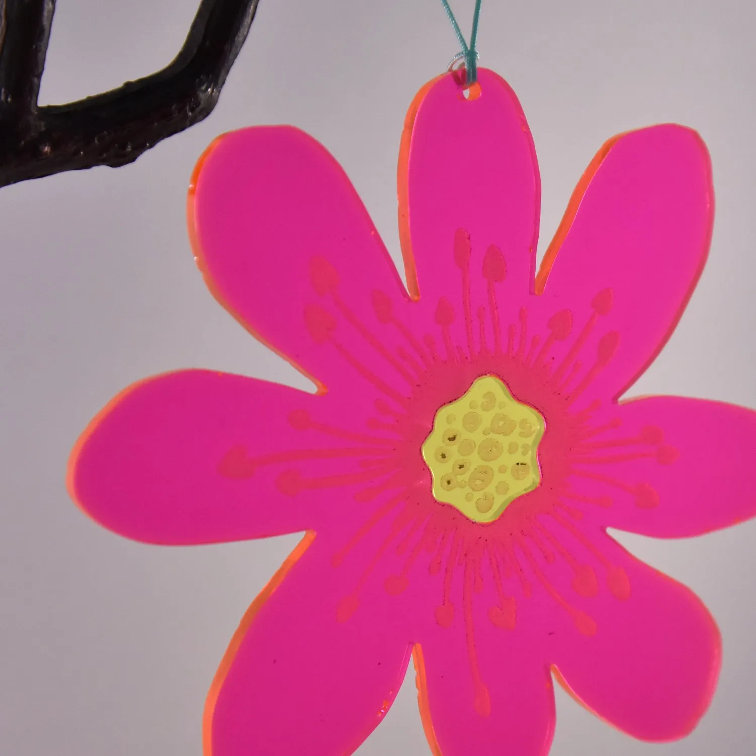 Hepatica in Red/Pink Fluorescent Suncatcher