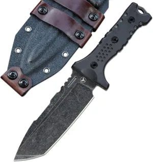 Hippo 11Inches Sleipner Steel Full Tang Fixed Blade,Outdoor Camping Tactics Knife,Flax Handle with Kydex Sheath (Black Black)