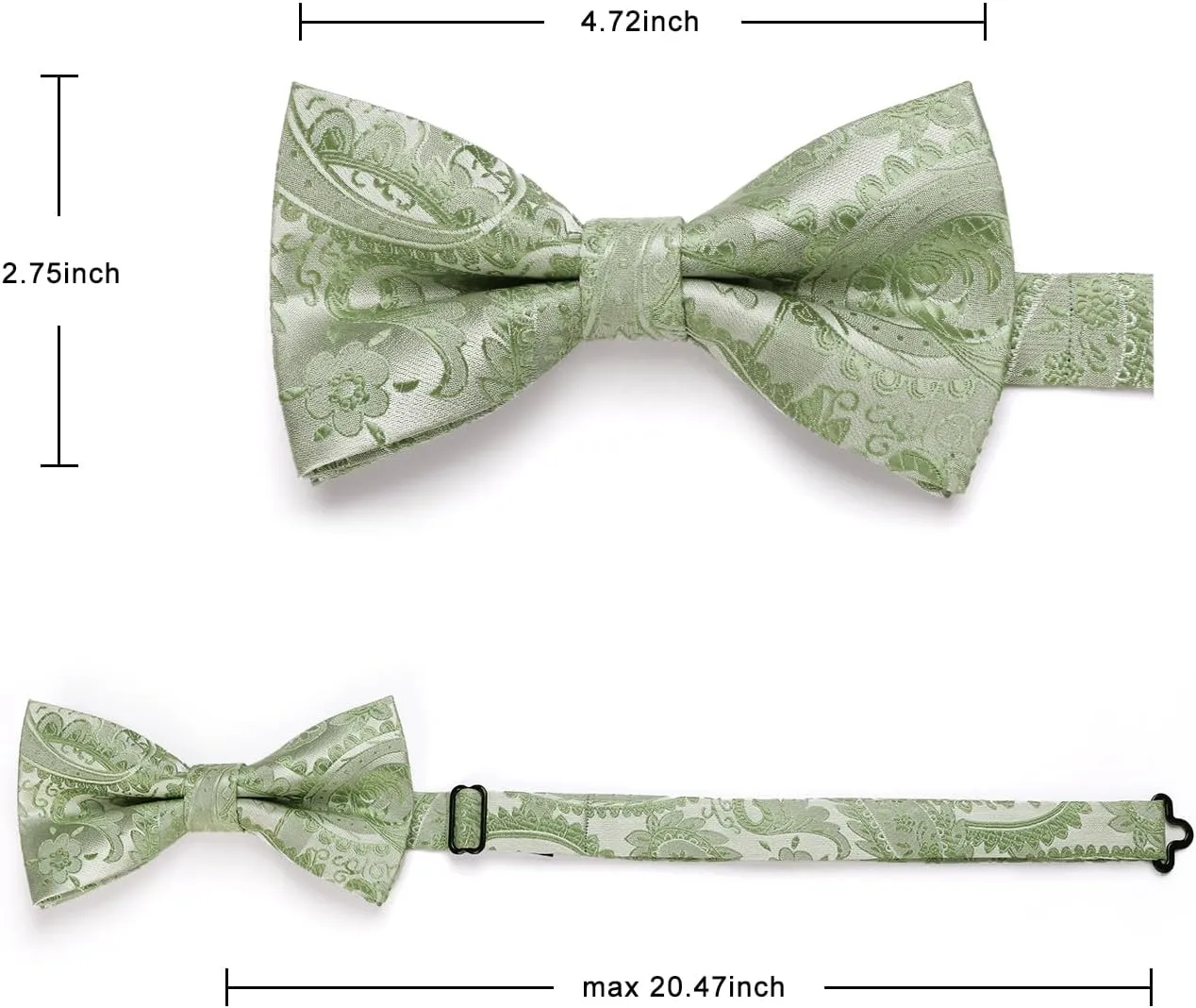 HISDERN Bow Ties for Men Paisley Floral Pre-tied Bowtie Pocket Square Set Men's Formal Bow Ties Wedding Party