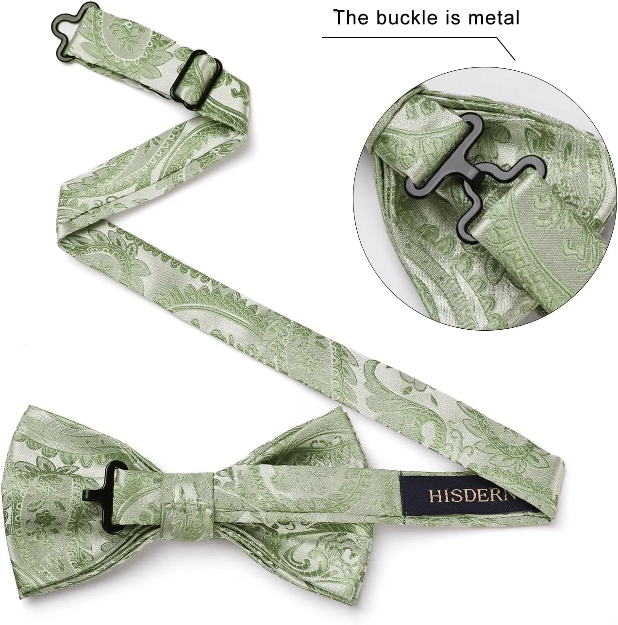 HISDERN Bow Ties for Men Paisley Floral Pre-tied Bowtie Pocket Square Set Men's Formal Bow Ties Wedding Party
