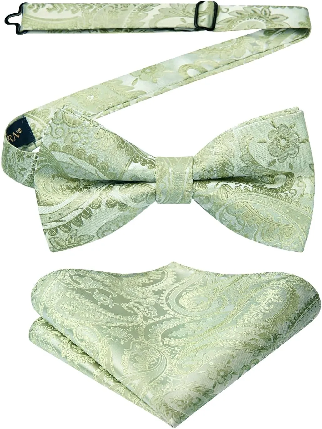 HISDERN Bow Ties for Men Paisley Floral Pre-tied Bowtie Pocket Square Set Men's Formal Bow Ties Wedding Party