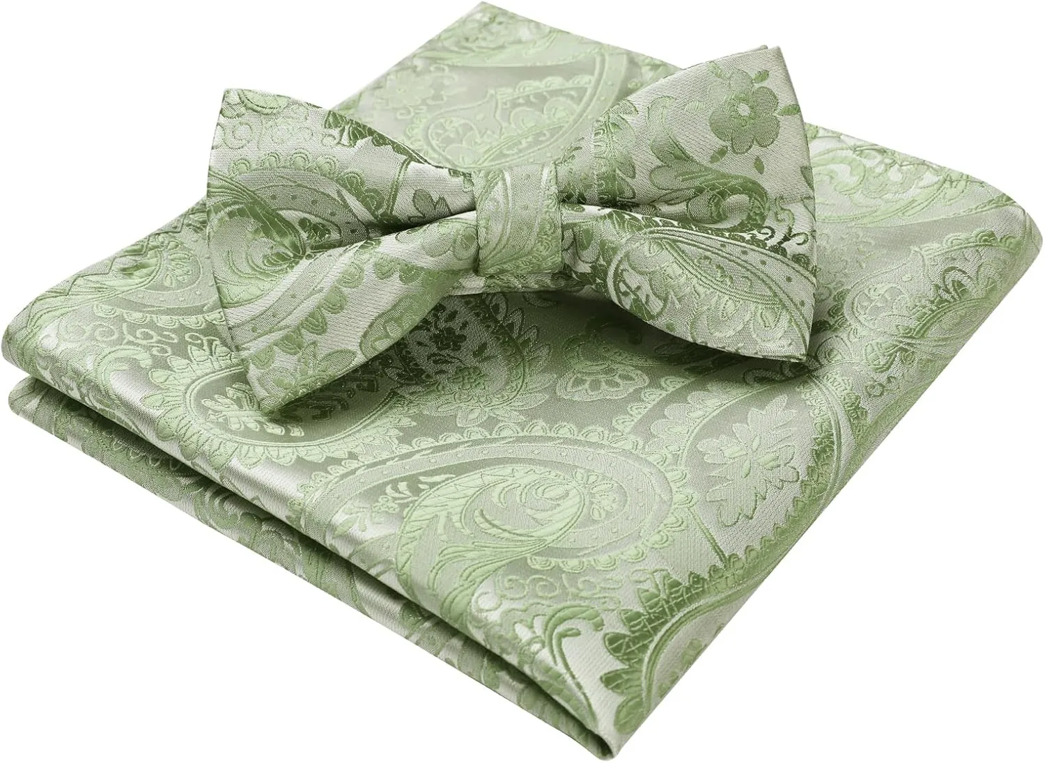 HISDERN Bow Ties for Men Paisley Floral Pre-tied Bowtie Pocket Square Set Men's Formal Bow Ties Wedding Party