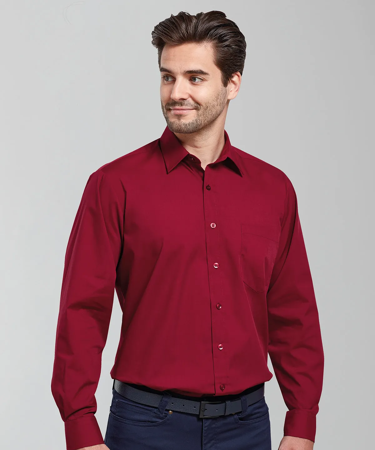 Hot Pink - Long sleeve poplin shirt