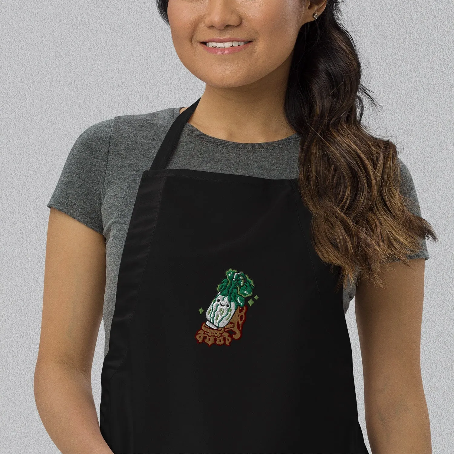 Jadeite Cabbage (Bok Choy) Embroidered Apron
