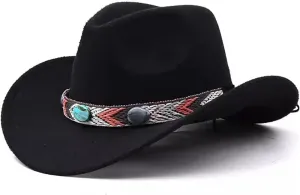 Jazz Cap Decorative Cowboy Hat Jazz Hat Travel Photo Cap Fedora Hat for Women and Men