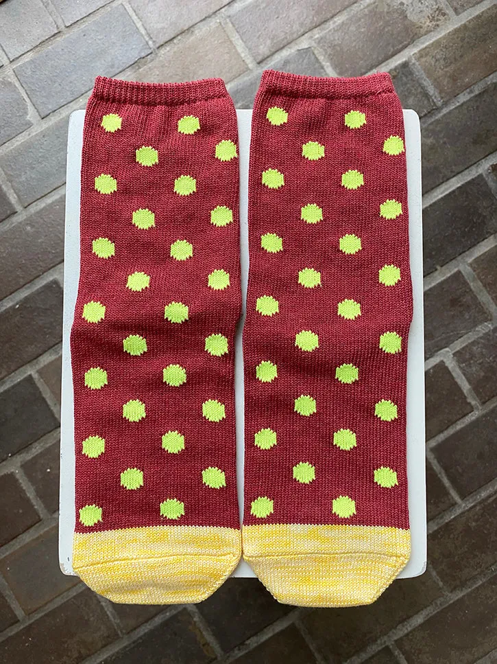 Kapital Yarns Smiley Socks, Polka Dot, Burgundy