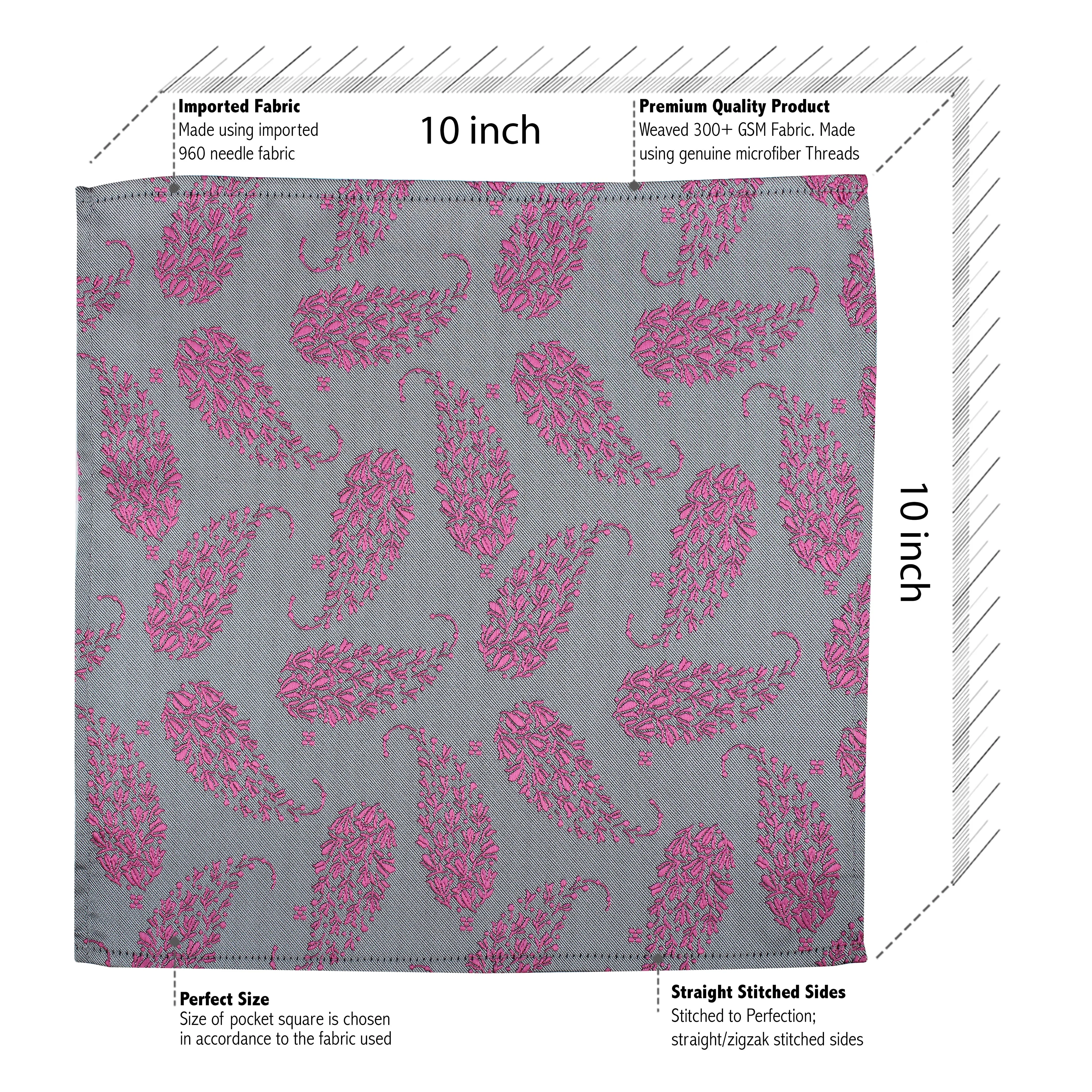 Kovove Gray Floral Necktie and Pocket Square Gift Box