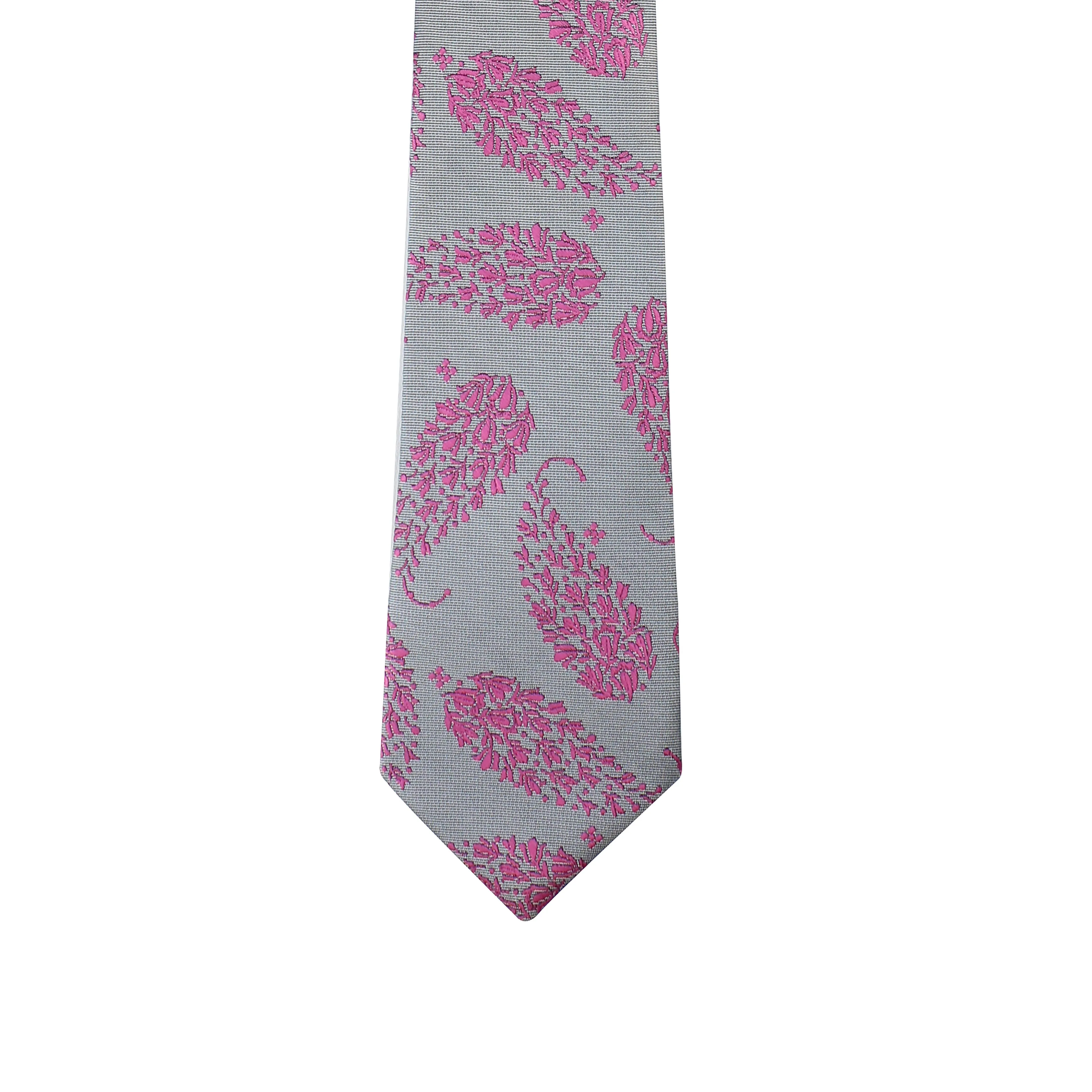 Kovove Gray Floral Necktie and Pocket Square Gift Box
