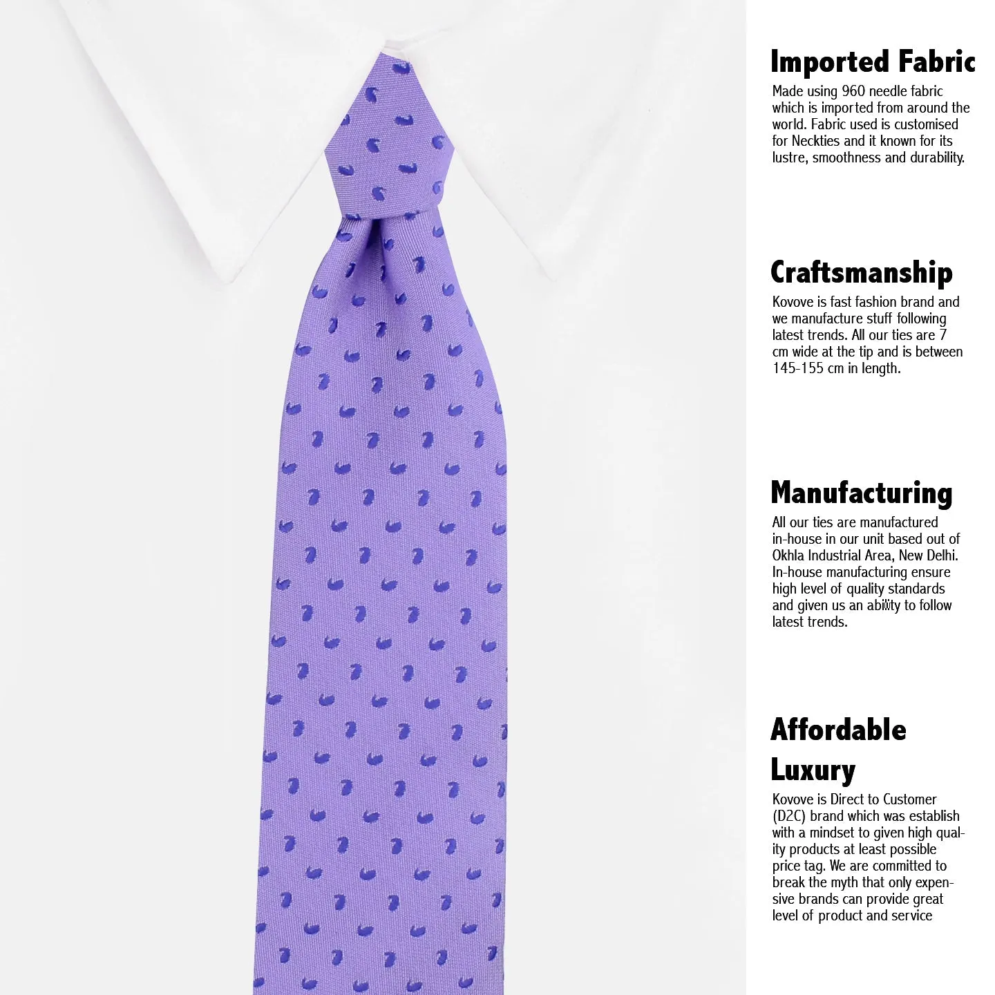 Kovove Purple Abstract Necktie and Pocket Square Gift Box