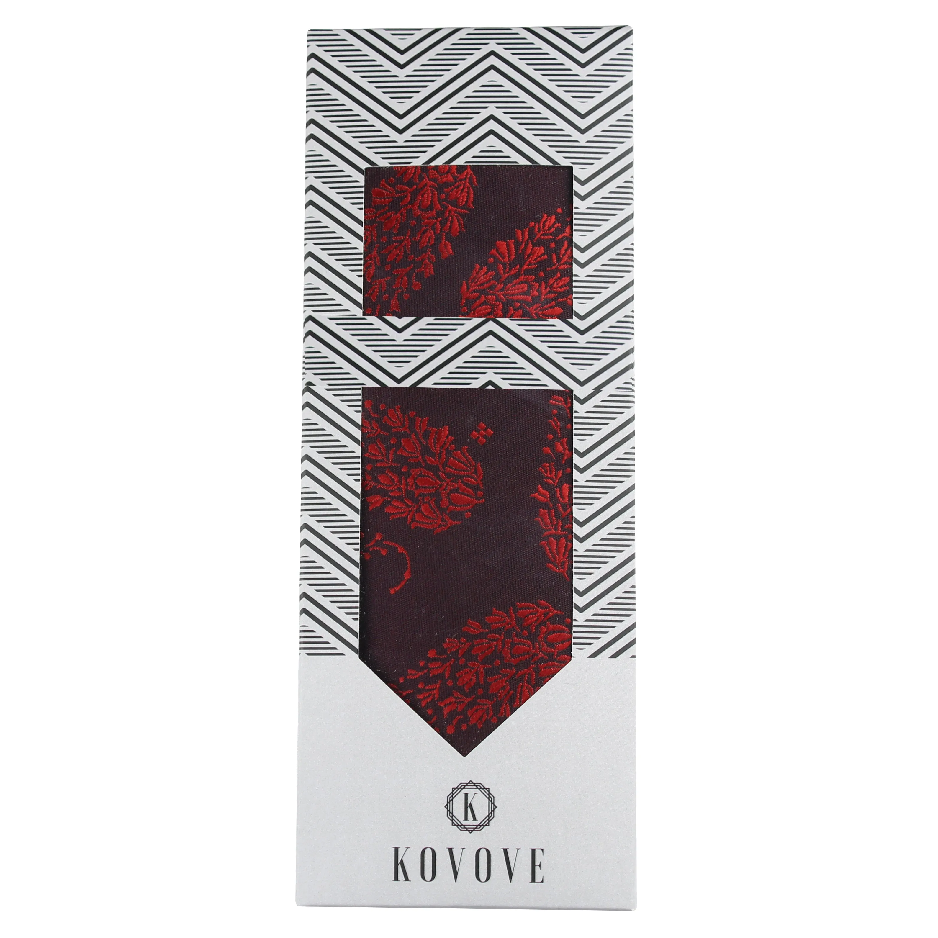 Kovove The Twining Paisley Maroon Necktie and Pocket Square Gift Box