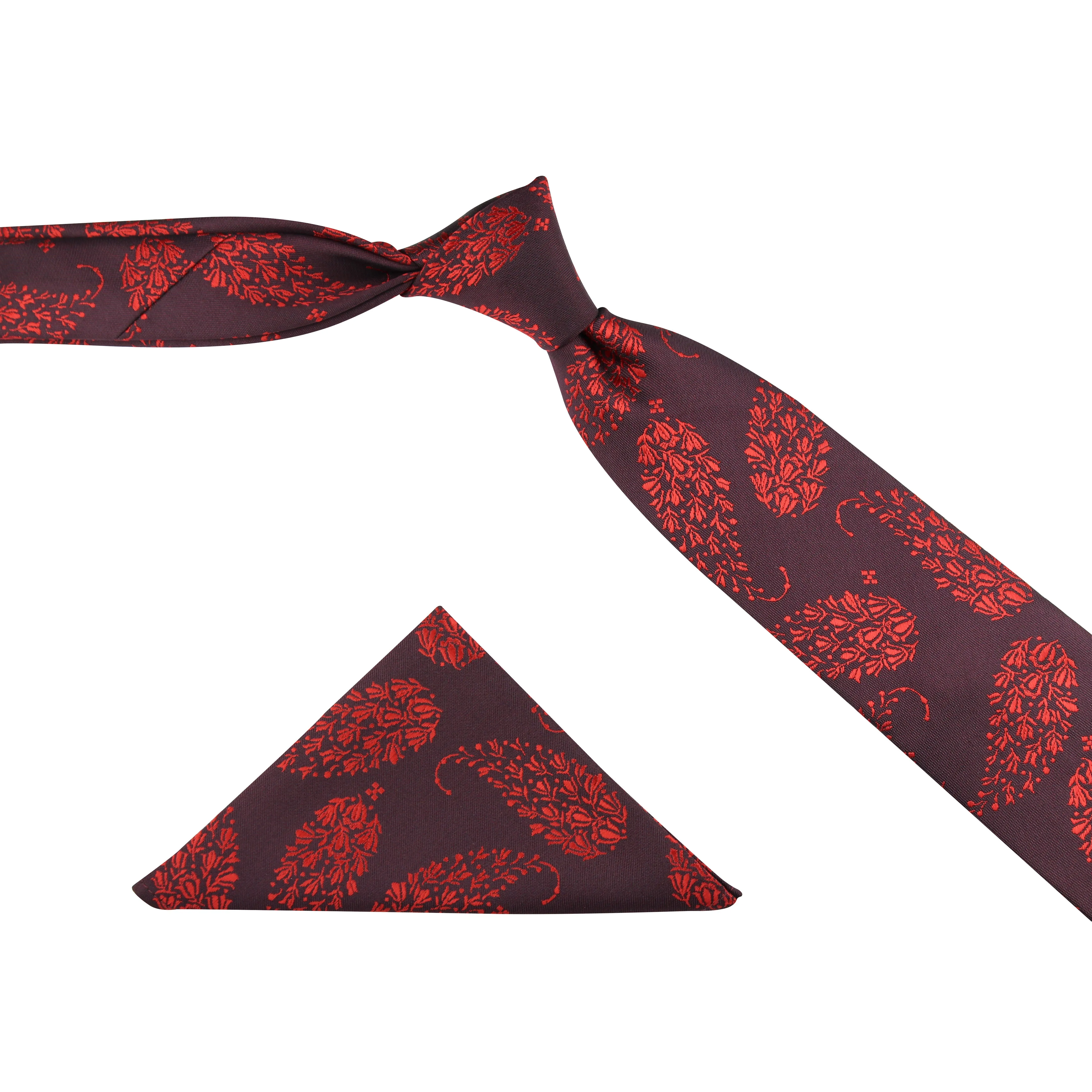 Kovove The Twining Paisley Maroon Necktie and Pocket Square Gift Box