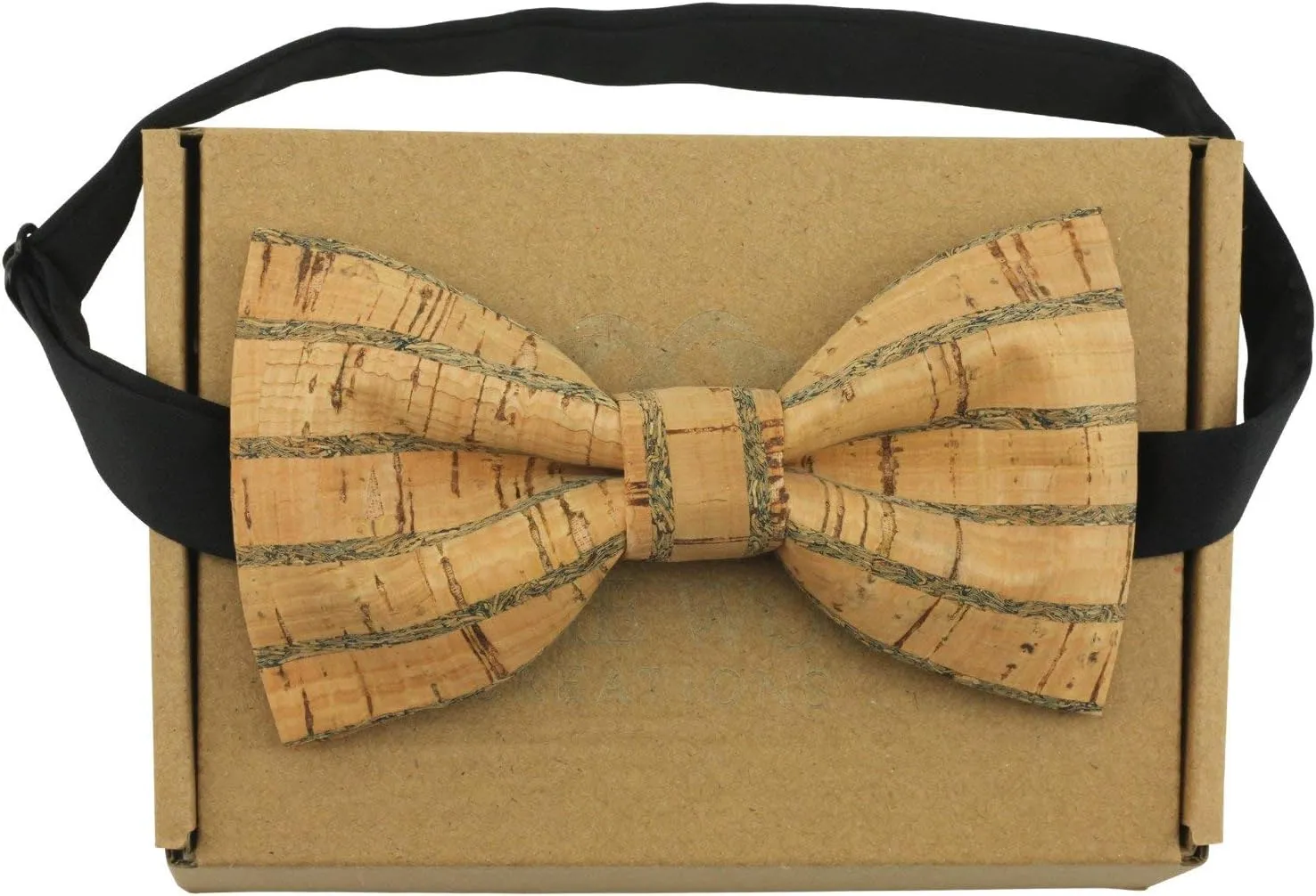 Large Butterfly Cork Bow Tie with Adjustable Neckband