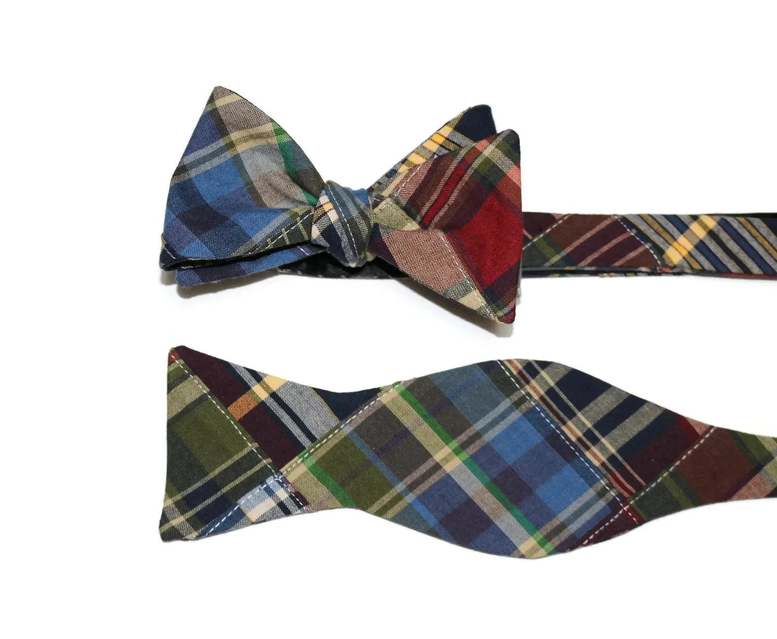 Madras Patchwork Plaid Bow Tie