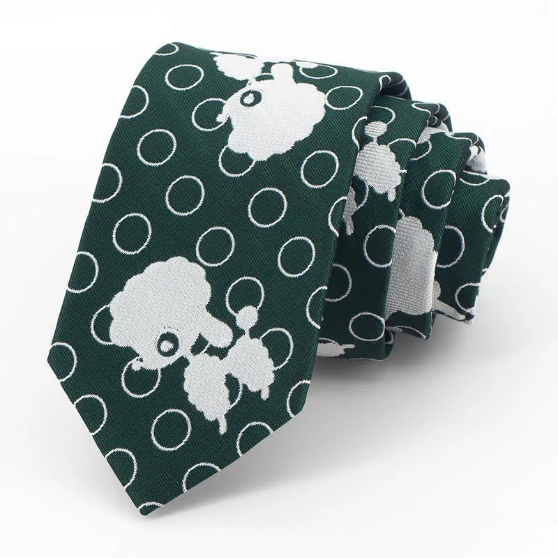 Men's Green & White Sheep Necktie