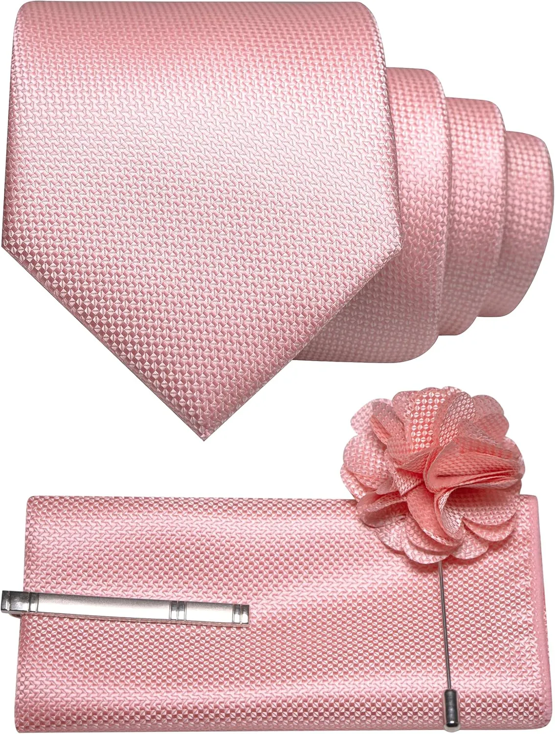 Mens Tie and Lapel Pin with Pocket Square Tie Clip Sets for Casual and Business 4PCS